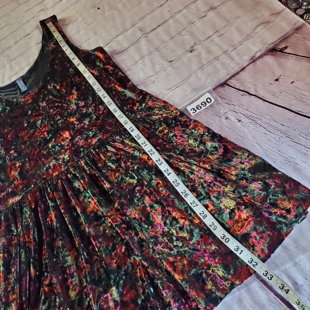 Free People Crushed Velvet Floral Burgundy Mini Dress Y2K Sleeveless Pullover Sm - Picture 12 of 12